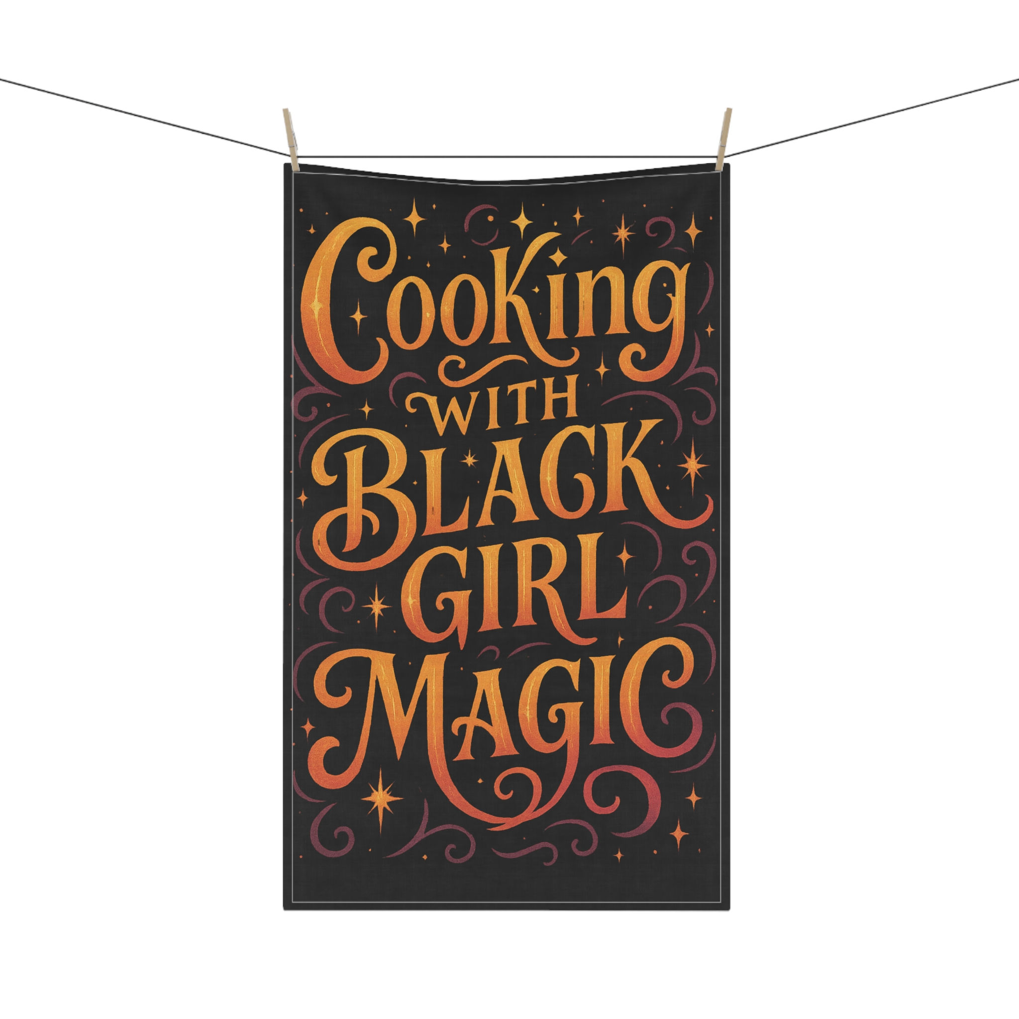 Cooking With Black Girl Magic Tea Towel in Black