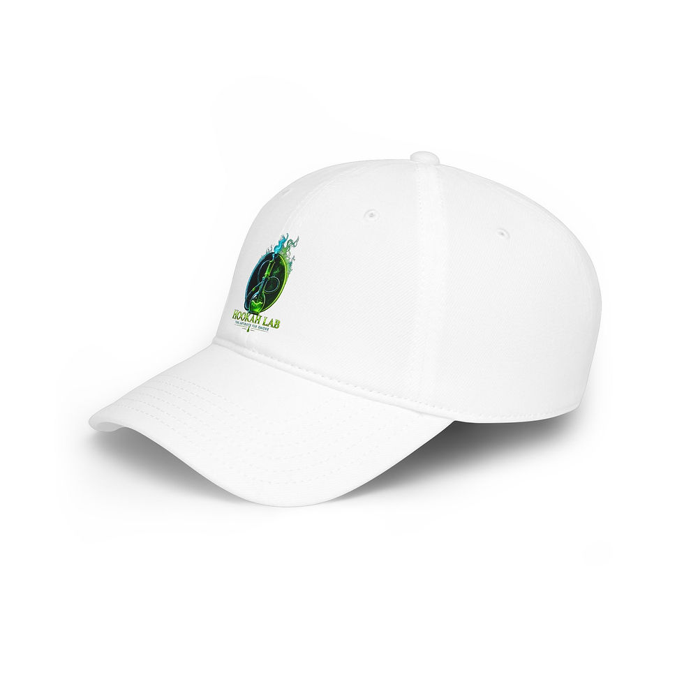 Thumbnail: Hookah Lab Low Profile Baseball Cap – Neon Smoke Peace Logo
