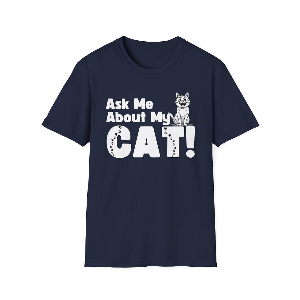 Thumbnail: "Ask Me About My Cat" Cat Lover Unisex Softstyle T-Shirt 