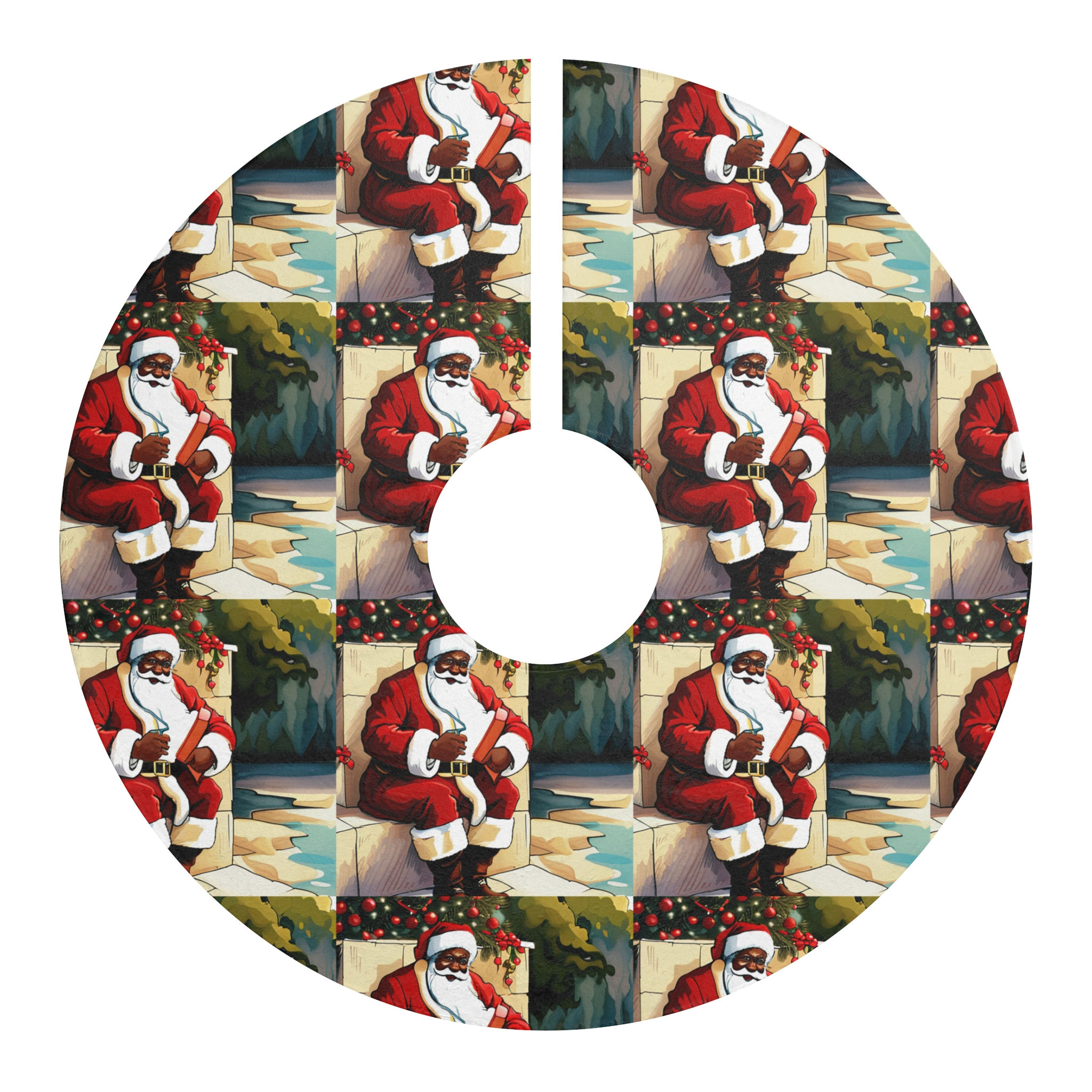 Black Santa Christmas Tree Skirt