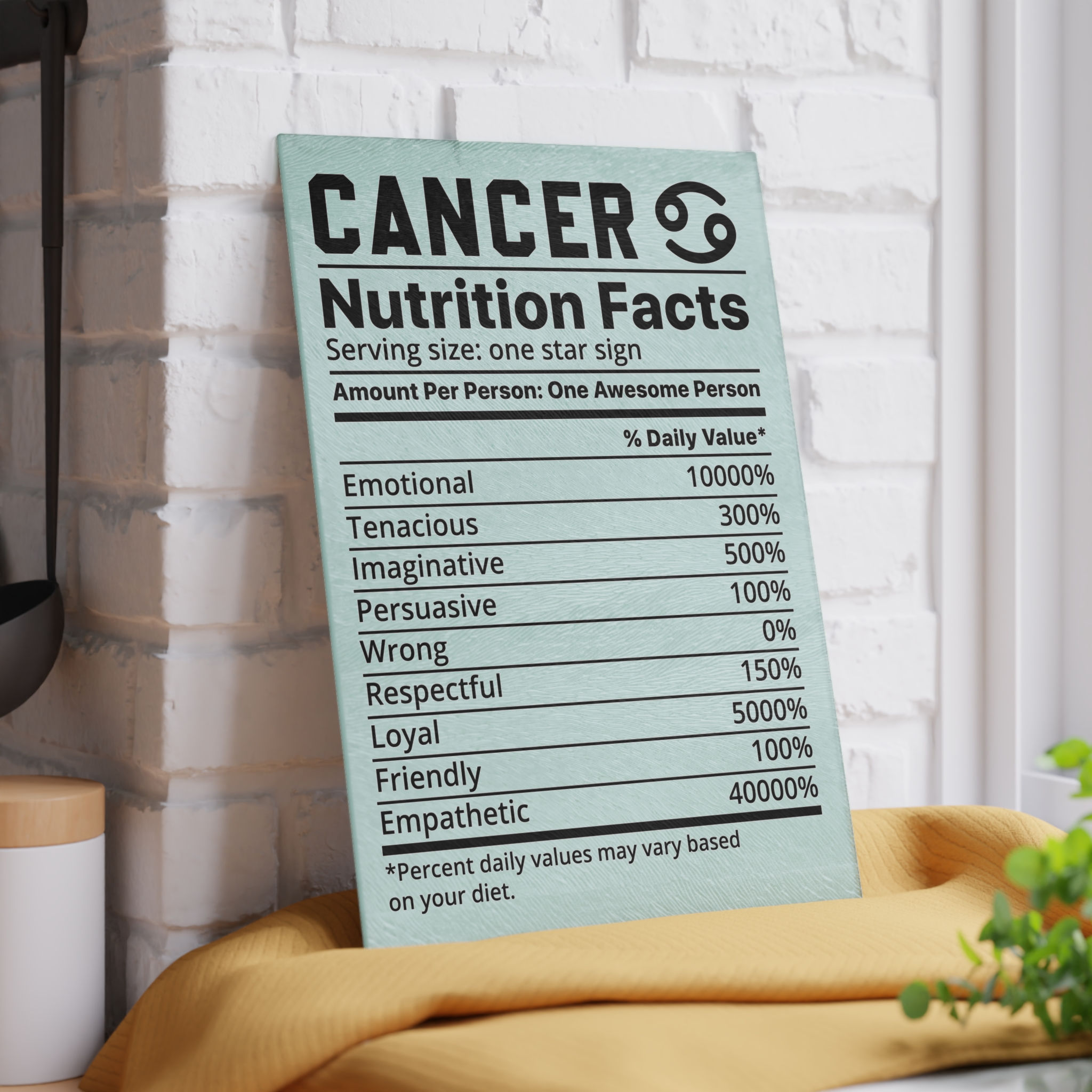 Cancer Astrology Glass Cutting Board Zodiac Kitchen Decor Gifts