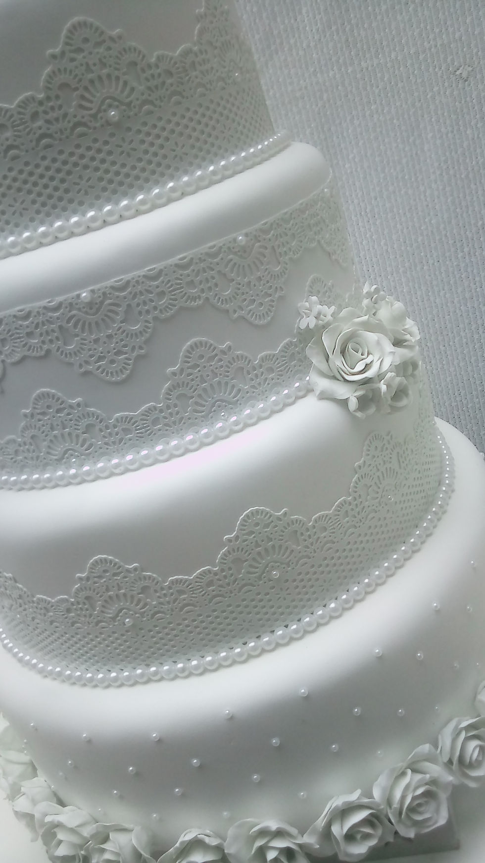 Miniatura: Bolo Cenográfico (Fake) Casamento 5 andares com Rendas