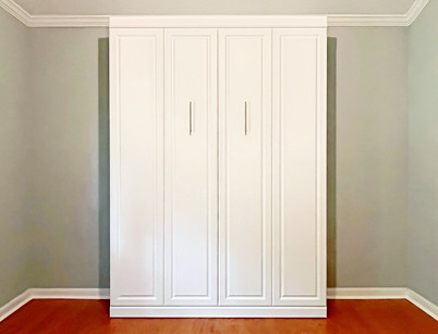 White Bifold Raised Panel Murphy Bed