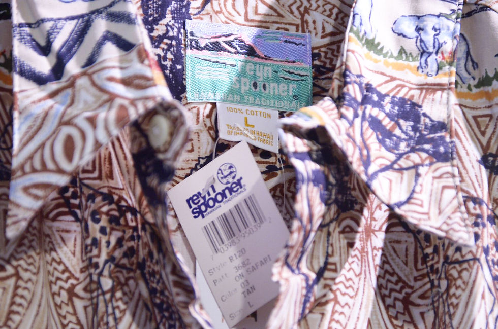 サムネイル： DEADSTOCK 80's Reyn Spooner Safari Hawaiian Shirt Made In USA レインスプーナー サファリ柄