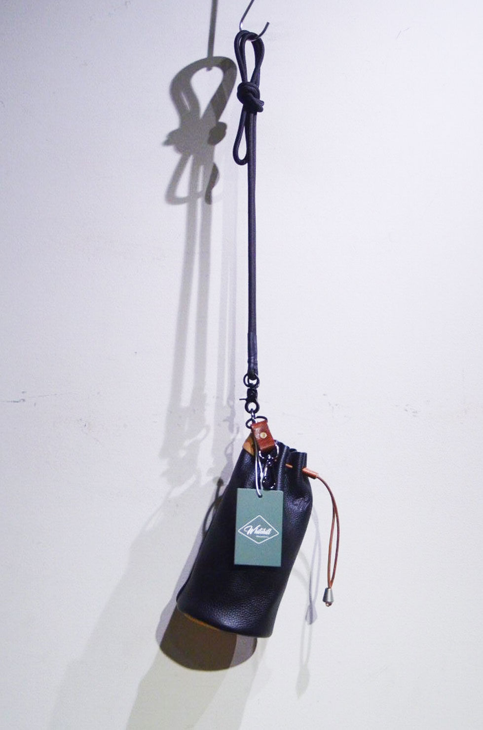 Whitehill Mercantile Partick Leather Pouch BLK Handmade in UK シボレザー ショルダー 巾着ポーチ