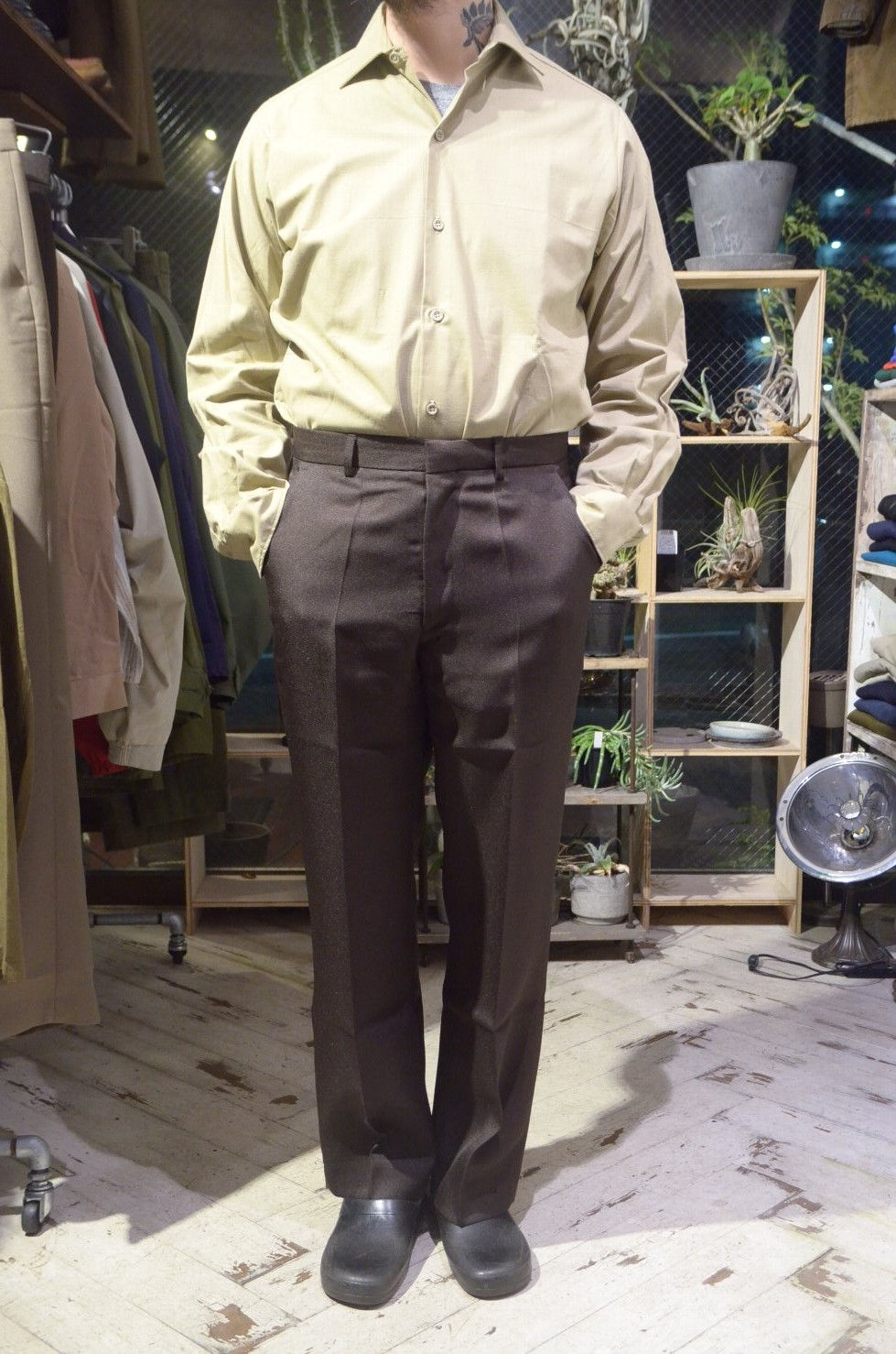サムネイル： DEADSTOCK Vtg 80 - 90s San Rosa Poly Trousers BROWN Made in UK デッドストック ポリ トラウザース