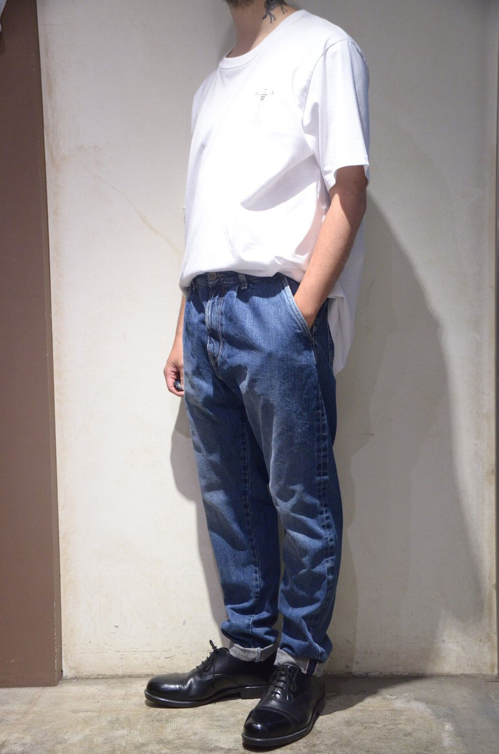 サムネイル： Prosac x Team Face Lab Stone wash Denim Trousers Made in Italy プロザック デニムトラウザース