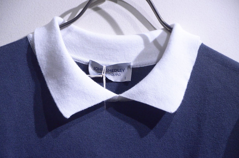 サムネイル： John Smedley Sea Island Cotton Knit Polo Shirts NV S4485 ジョンスメドレー クレリックニットポロシャツ