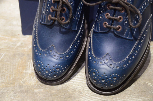 Tricker's Bourton Parisian Blue Derby Brogue Made in England