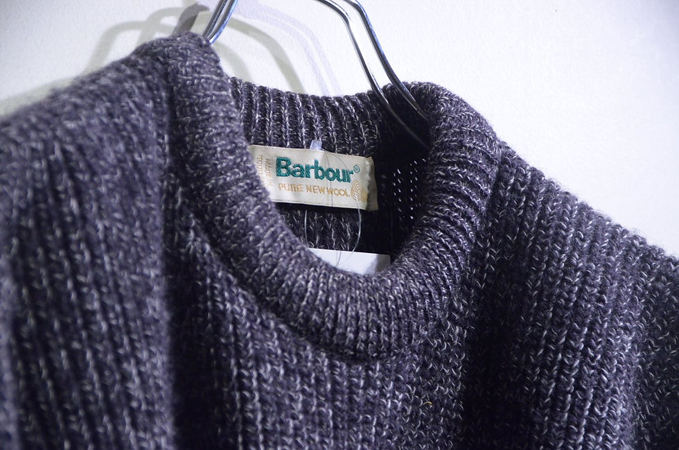 サムネイル： 00s Vintage Barbour Lowgauge Wool Crew Neck Knit Gray バブアー  ローゲージニット
