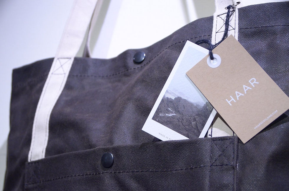 サムネイル： HAAR Waxed Canvas Cotton Tote Bag Made in Scotland ハースコットランド ワックスドキャンバス トートバッグ