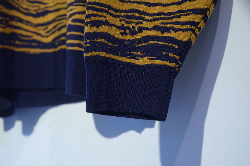 サムネイル： John Smedley Jacquard Knit Navy Yellow BEDROCK ジョンスメドレー ジャガード ニット マーブル