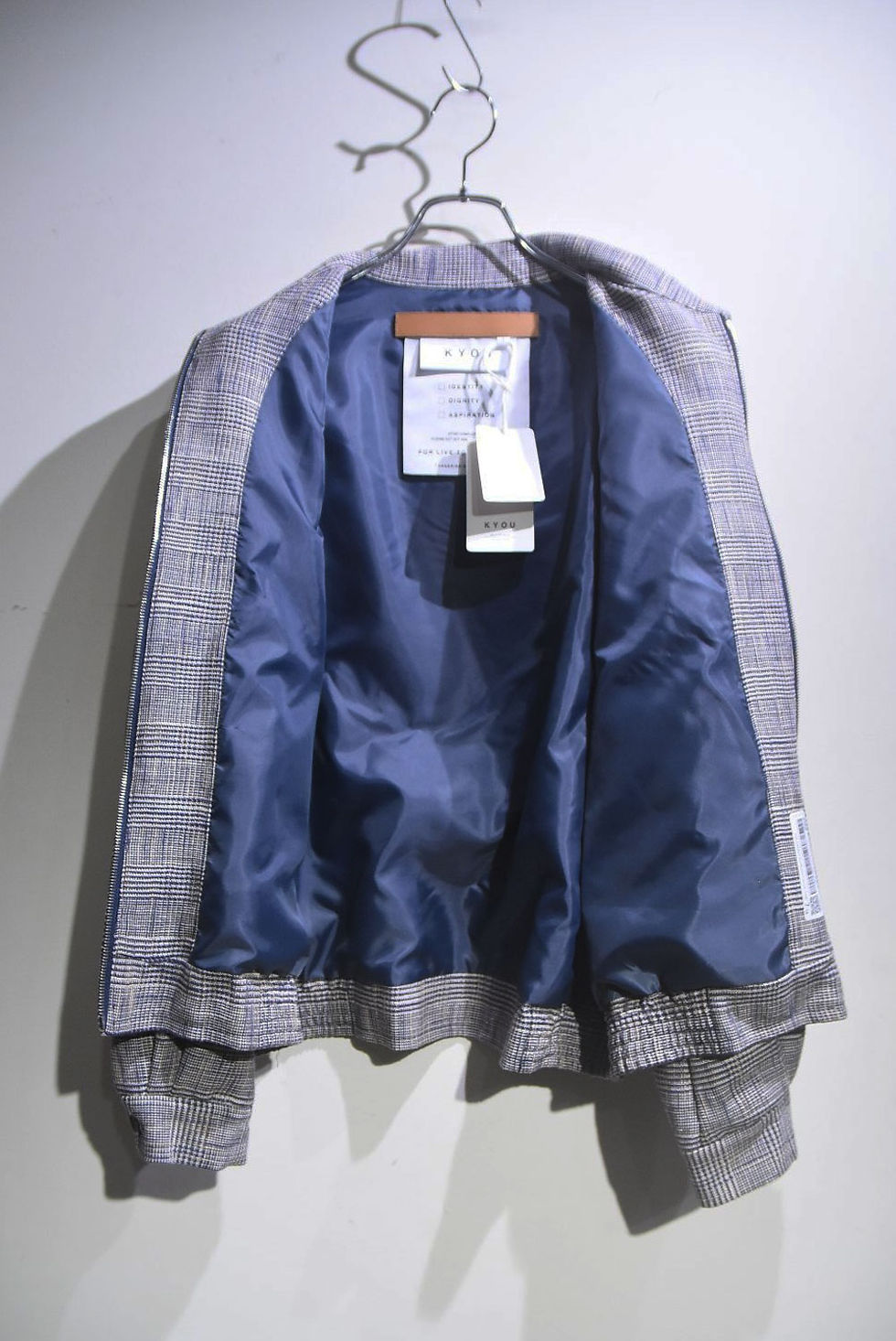 サムネイル： KYOU ”LOVE” FOR SHEEP Embroidered Check Blouson BLUE キョウ 刺繍 ブルゾン チェック ジャケット
