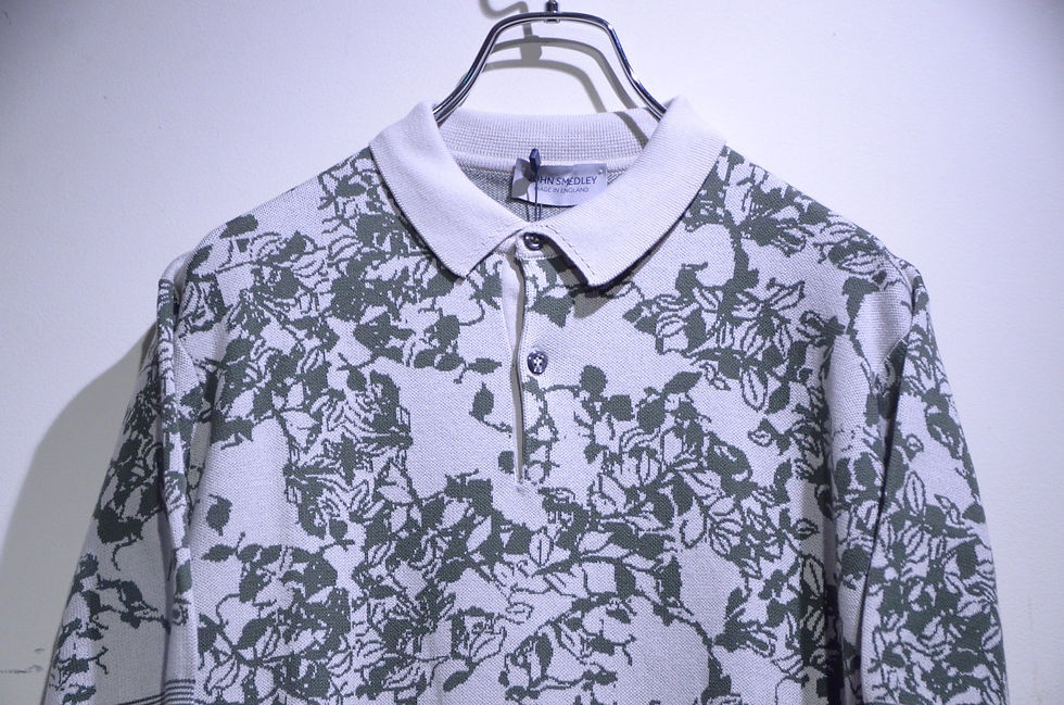 サムネイル： John Smedley Sea Island Cotton Fyn Birdeye Polo shirt ジョンスメドレー ニット 柄 ポロシャツ