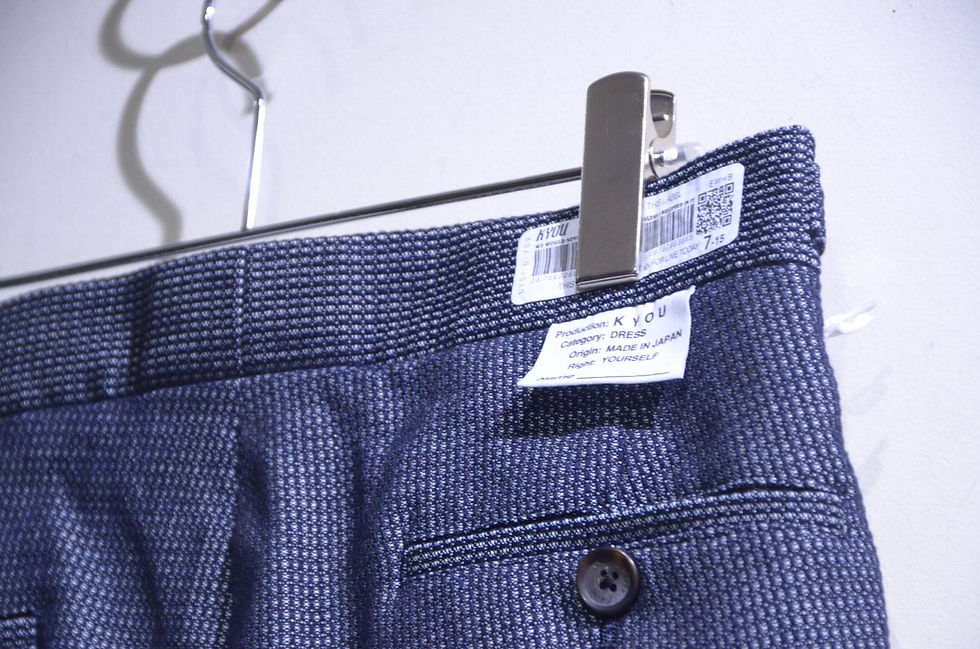 サムネイル： KYOU "MONSIEUR" Dobby Denim Action Trousers キョウ 3タック ドビーデニム アクション トラウザーズ