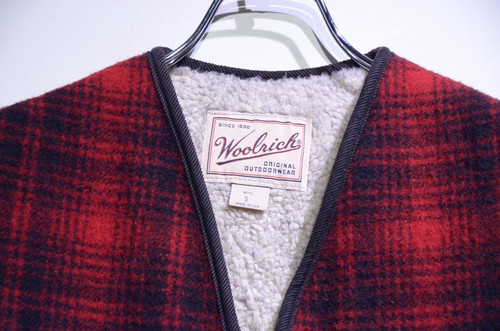 Used Vtg 80 - 90s Woolrich Wool Boa Vest Made in USA ウールリッチ