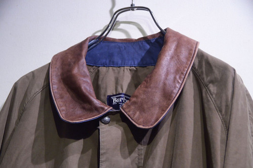 Vintage Burberrys Leather Collar PolyCotton Jacket バーバリー