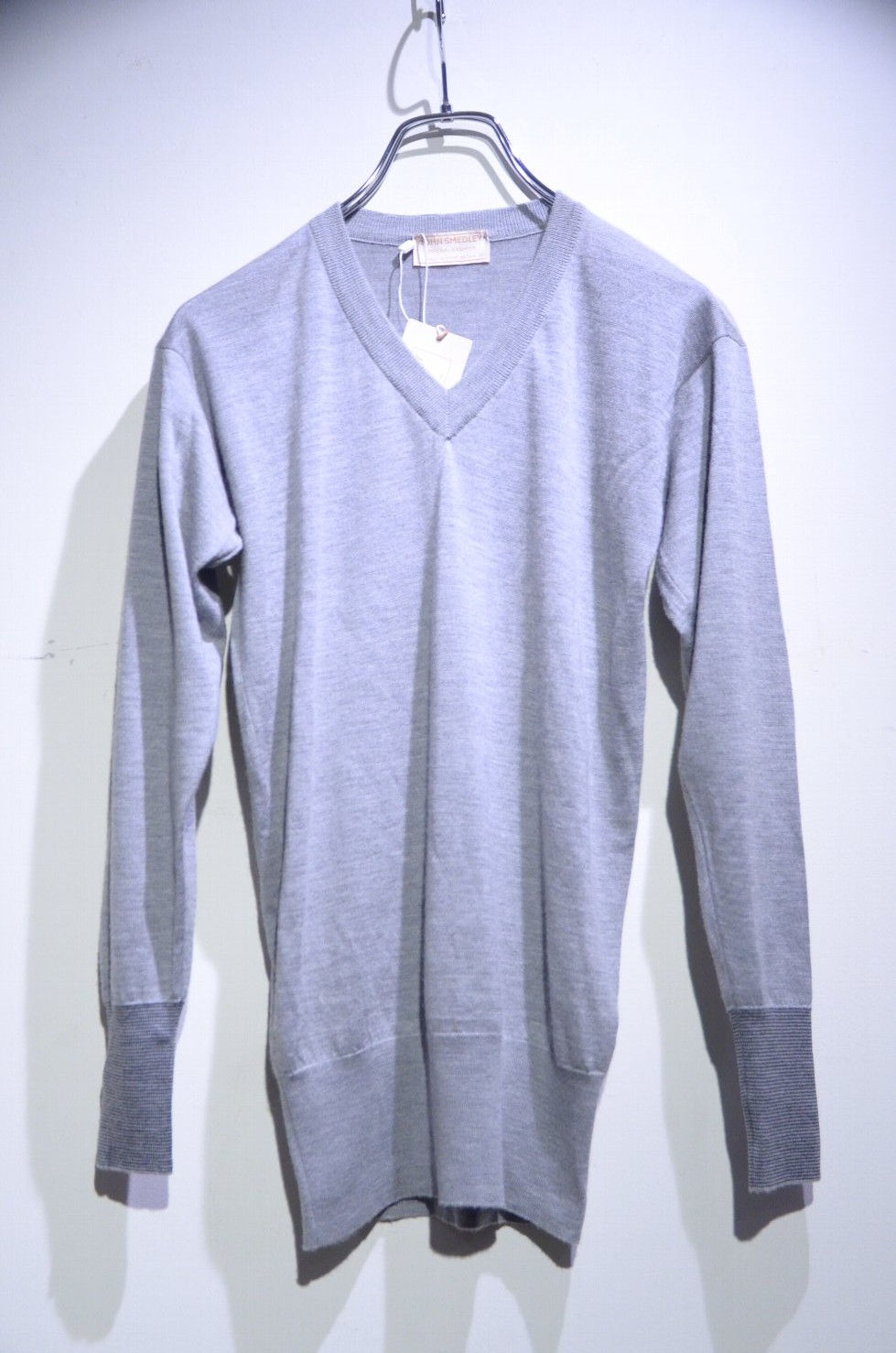 John Smedley Cashmere Silk V-neck Knit BERGAMO Gray ジョンスメドレー シルクカシミア Vネックニット
