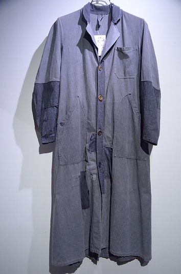 VTG 50 60s French Salt Pepper Patch Work Atelier Coat フレンチ