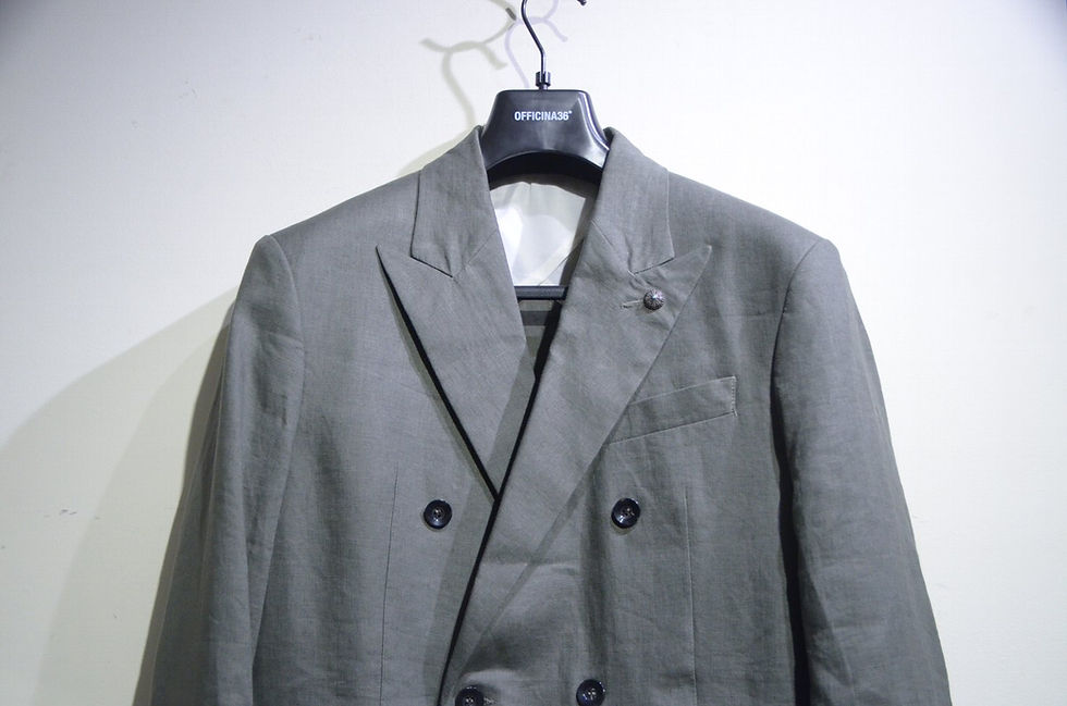 サムネイル： OFFICINA36 Double Breasted Linen Jacket GRN Made in Italy オフィチーナ36 ダブル リネンジャケット