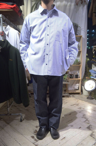 KYOU BEAN Switching Baloon Stripe Shirts キョウ ストライプ