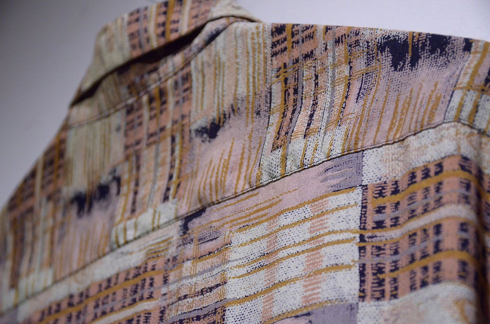 サムネイル： USED Vintage Rayon Patturn Check Long Sleeve Shirt Made In USA ヴィンテージ レーヨン長袖シャツ