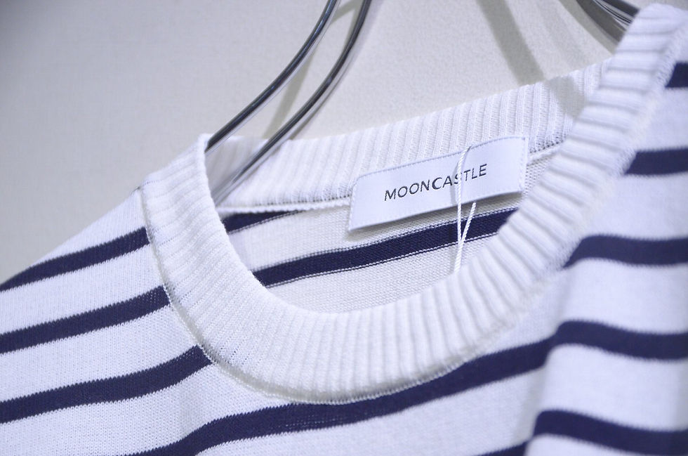 サムネイル： MOONCASTLE ICE COTTON BORDER KNIT WHITE MADE IN JAPAN ムーンキャッスル アイスコットン ボーダーニット