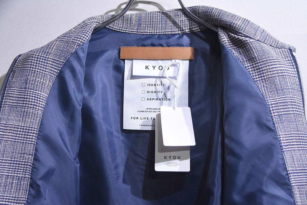 サムネイル： KYOU ”LOVE” FOR SHEEP Embroidered Check Blouson BLUE キョウ 刺繍 ブルゾン チェック ジャケット