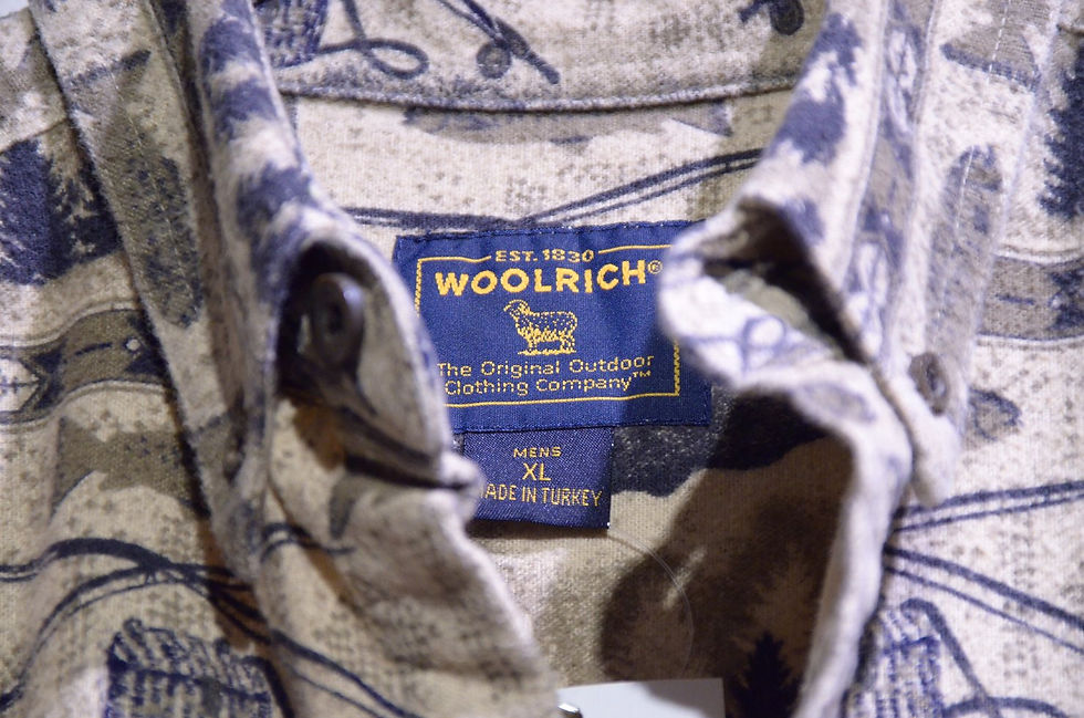サムネイル： Used 00s Woolrich Print Flannel Shirt Made in Turky ウールリッチ フィッシュ プリント フランネルシャツ