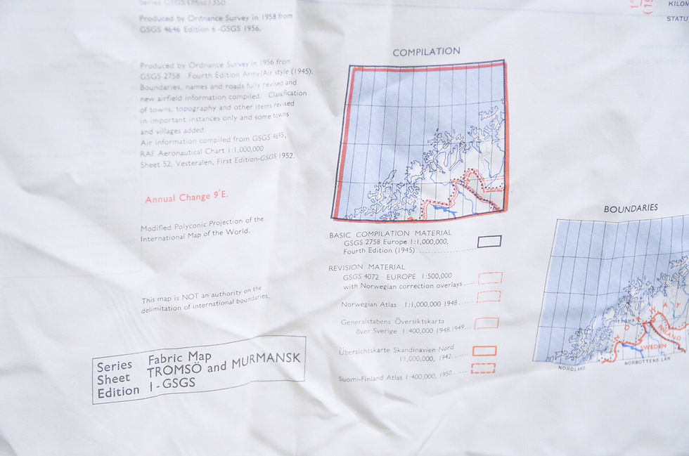 サムネイル： VTG 1958s British RAF SAS Escape Map Tromso Murmansk イギリス空軍 エスケープマップ ノルウェー ロシア