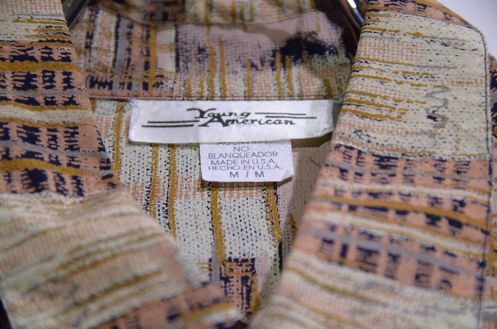 サムネイル： USED Vintage Rayon Patturn Check Long Sleeve Shirt Made In USA ヴィンテージ レーヨン長袖シャツ