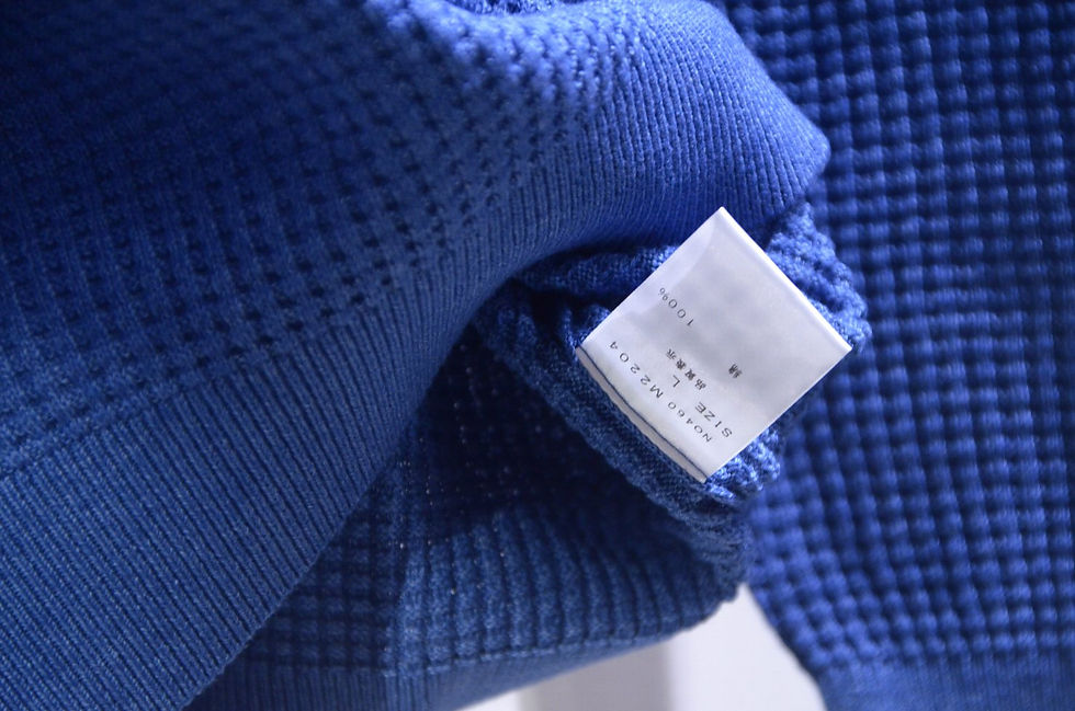 サムネイル： MOONCASTLE WAFFLE DENIM BLUE CREW NECK KNIT ムーンキャッスル デニムワッフル クルーネックニット