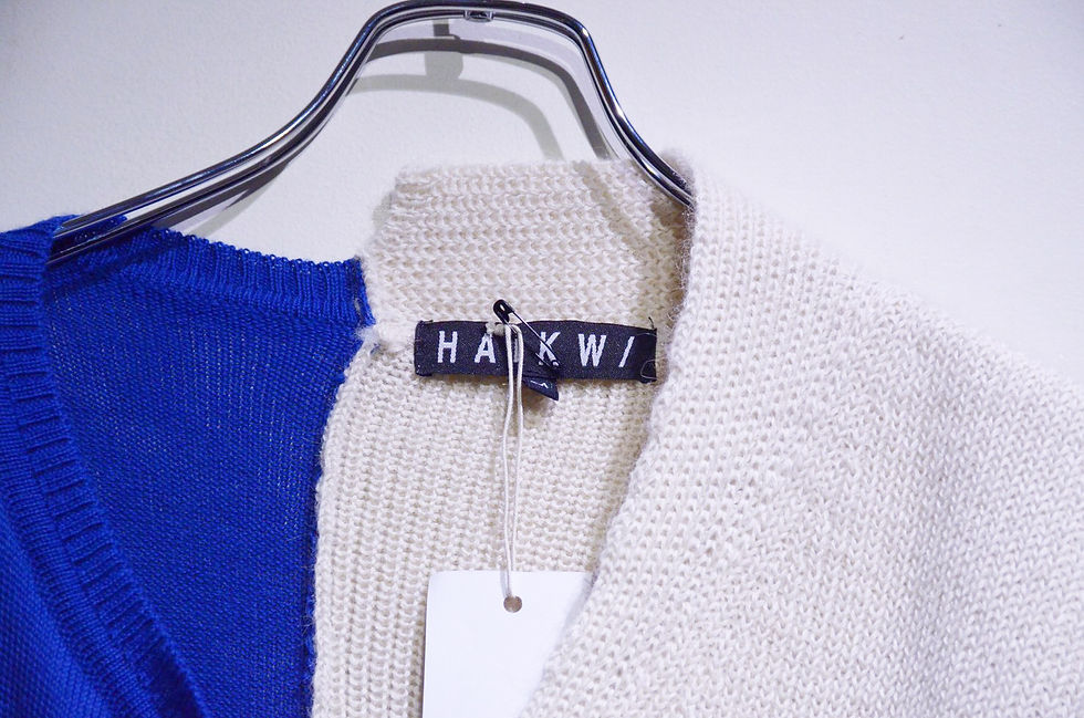サムネイル： HAik w/ Indecisive Knit BLUE cardigan Made in Lithuania ハイクウィズアス アシンメトリー カーディガン
