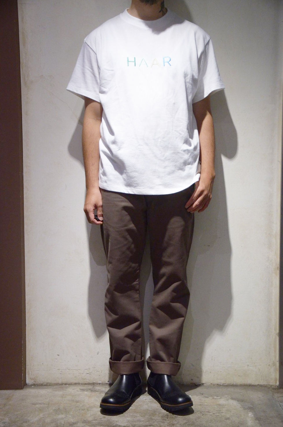 サムネイル： HAAR SCOTLAND Embroidered LOGO T Shirt Made in Scotland ハースコットランド 刺繍 ロゴ Tシャツ