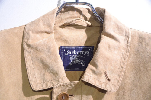 90s Vintage Burberry Suede Leather Coat Jacket Made in Germany