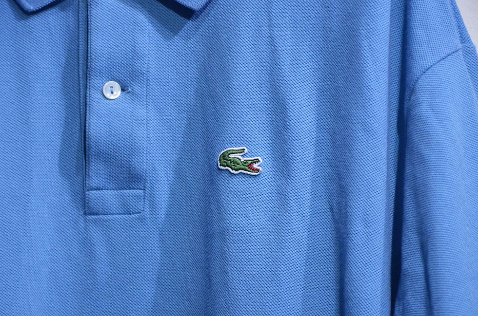 サムネイル： 90s Vintage LACOSTE KANOKO POLO SHIRTS Made In France BLUE フランス ラコステ鹿の子 ポロシャツ