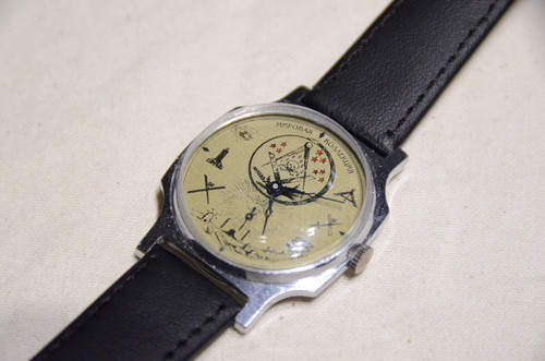 60s~ Vintage Masonic Wrist Watch White Dial C Made in USSR フリー 