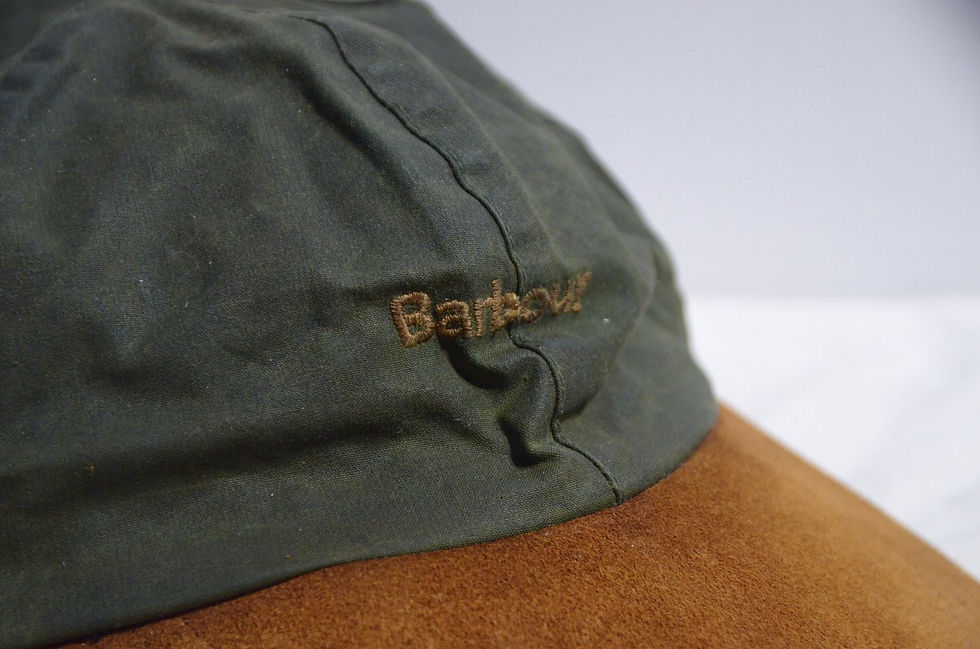 サムネイル： 90s BARBOUR Waxed Cotton Suede CAP KHAKI Made in UK A バブアー ワックスコットン スウェード キャップ