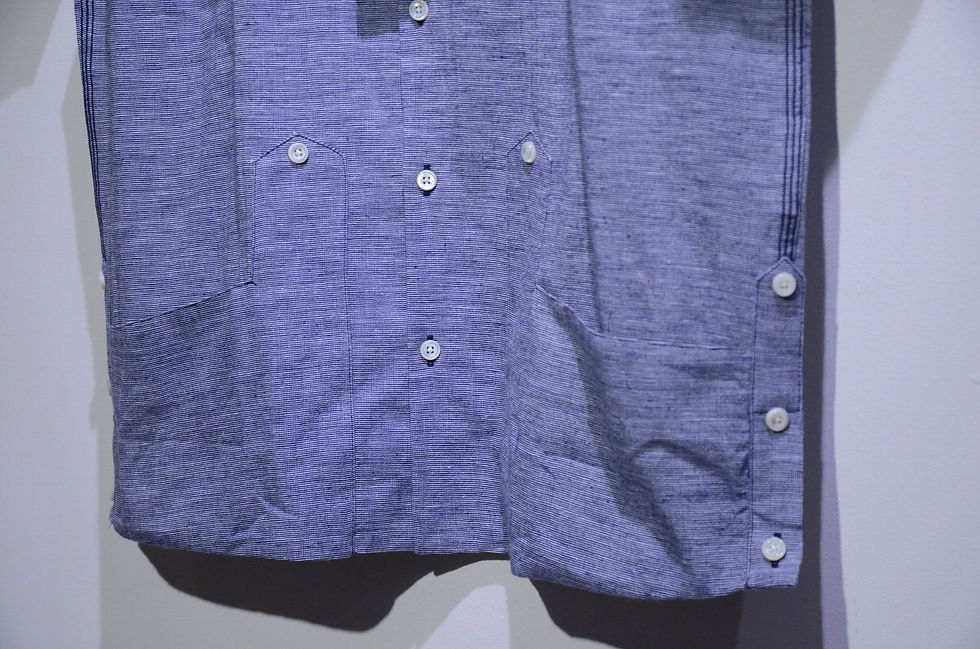 サムネイル： Tripl Stitched Cuban Shirt Gray Navy Made in London トリプルステッチ キューバシャツ