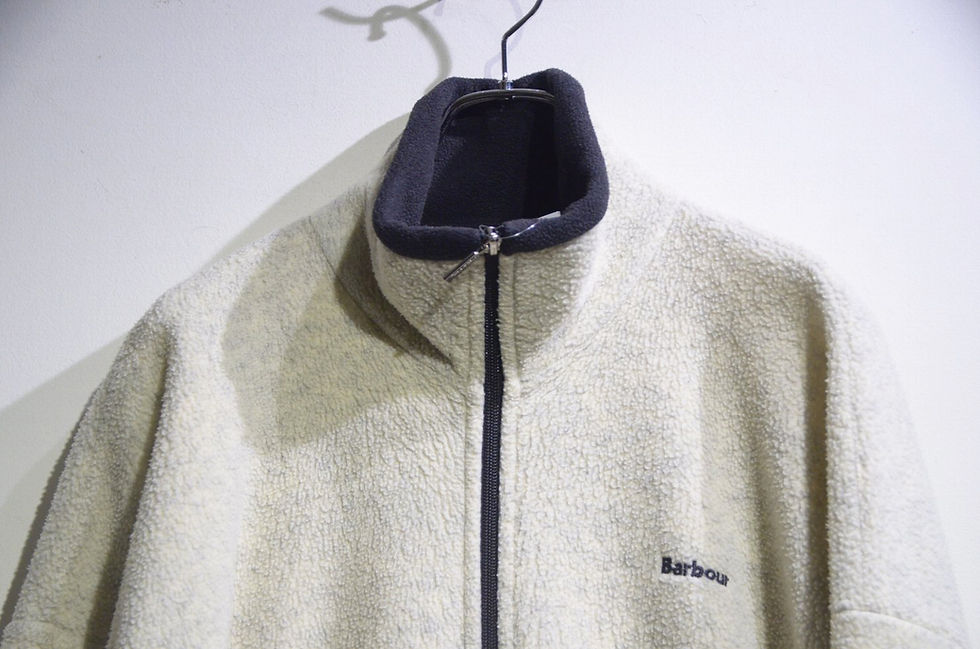 サムネイル： 90s Barbour Polartec Full Zip Fleece Jacket WHITE Made in England バブアー フリースジャケット