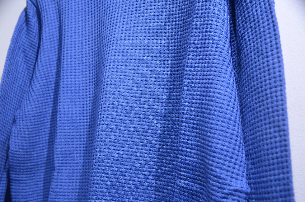 サムネイル： MOONCASTLE WAFFLE DENIM BLUE CREW NECK KNIT ムーンキャッスル デニムワッフル クルーネックニット