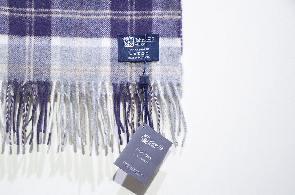 サムネイル： JOHNSTONS OF ELGIN CASHMERE MUFFLER A Made in Scotland ジョンストンズ チェック カシミア マフラー