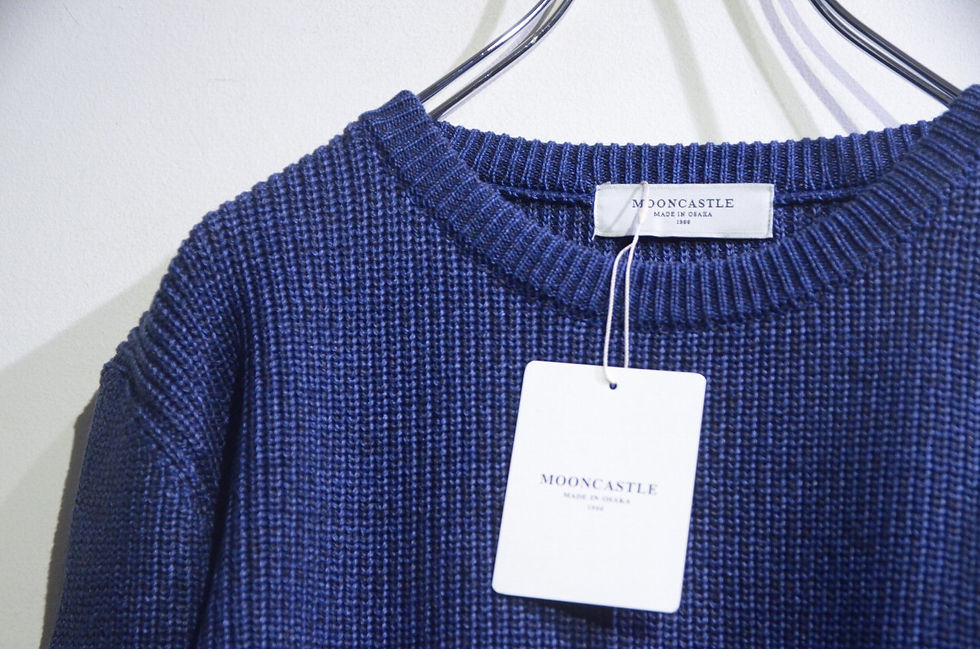サムネイル： MOONCASTLE COTTON HEAVY WEIGHT CREW NECK NAVY ムーンキャッスル  ヘビーウェイトコットン クルーネックニット