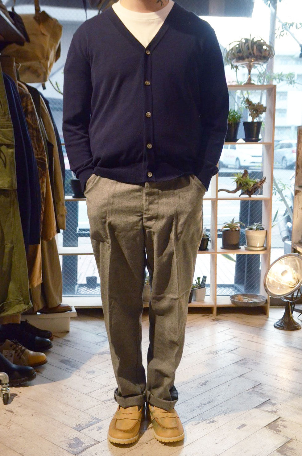 サムネイル： MOONCASTLE ICE COTTON CARDIGAN NV MADE IN JAPAN ムーンキャッスル アイスコットン ネイビー カーディガン