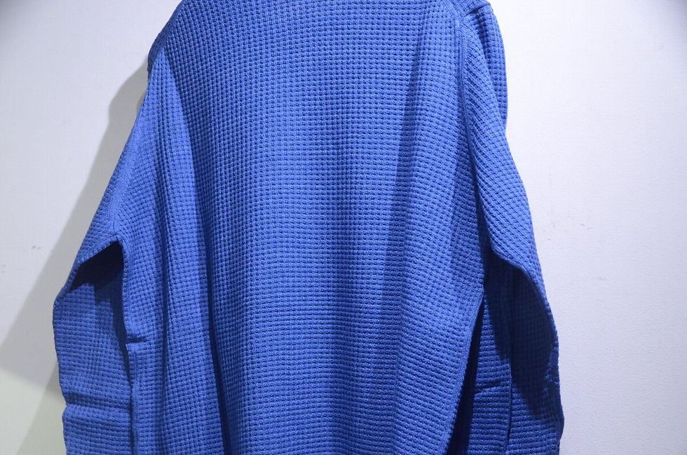 サムネイル： MOONCASTLE WAFFLE DENIM BLUE CREW NECK KNIT ムーンキャッスル デニムワッフル クルーネックニット