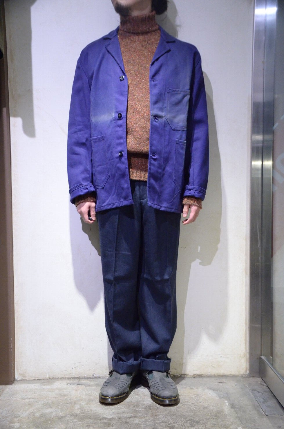 サムネイル： 60s Vtg Dead Stock Euro Work Blue Jacket Sun Burst Made in Europa ユーロワークジャケット