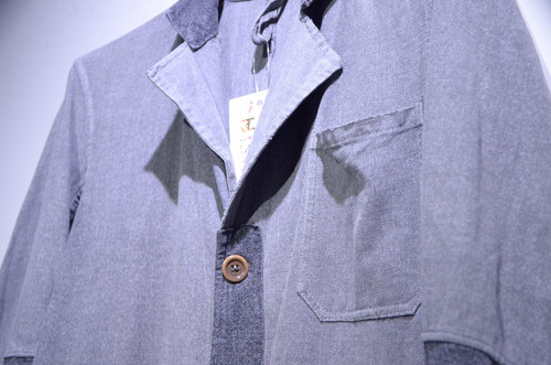 VTG 50 60s French Salt Pepper Patch Work Atelier Coat