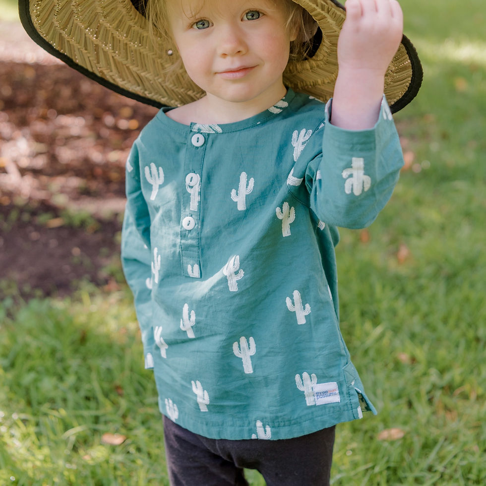Thumbnail: Popsicle Top in Cactus Print - Blue & Green