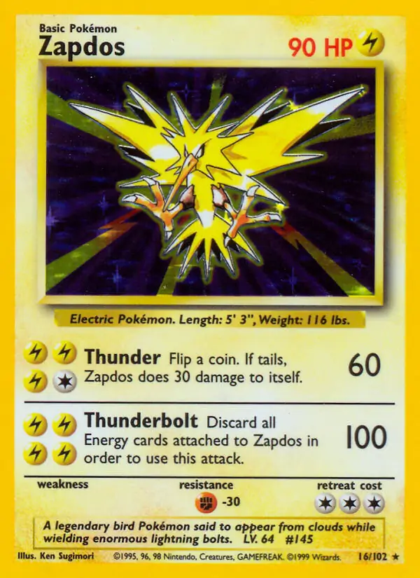 Pokemon Card Base Set Zapdos