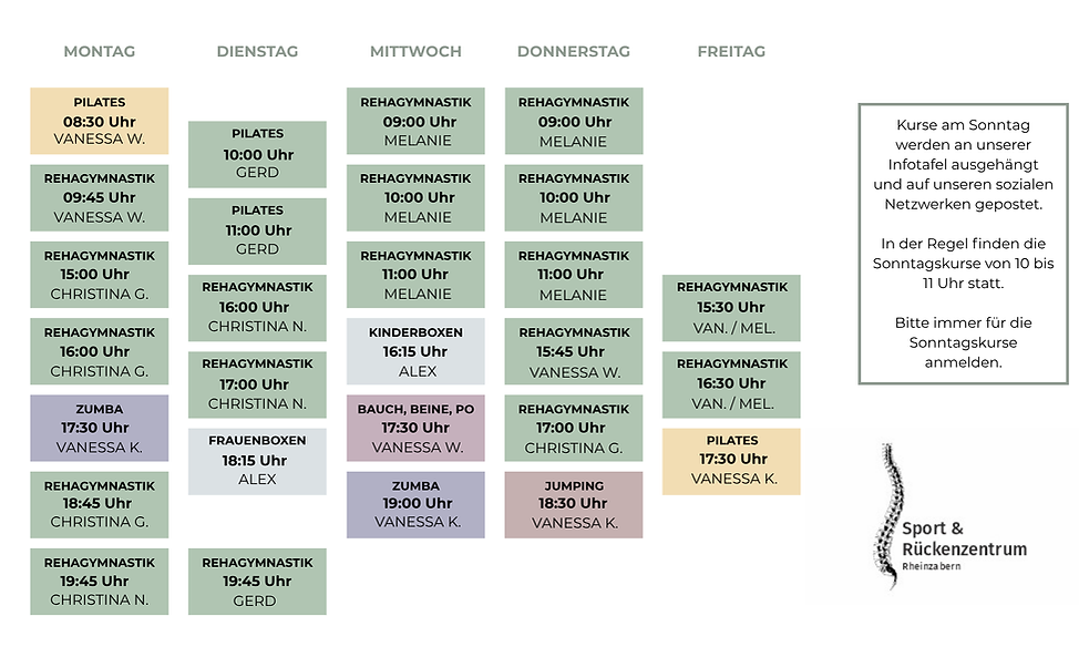 Kursplan Sport- und Rückenzentrum